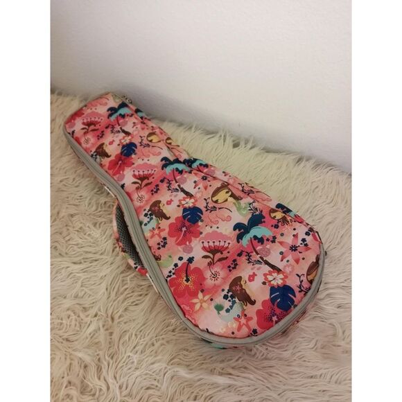 Violin Case Kids Crossbody Padded Nylon Mermaid Tropical Pink Flowers Sea Turtle